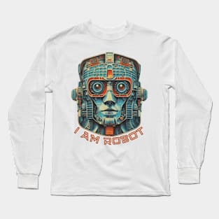 I am Robot text with retro head robot Long Sleeve T-Shirt